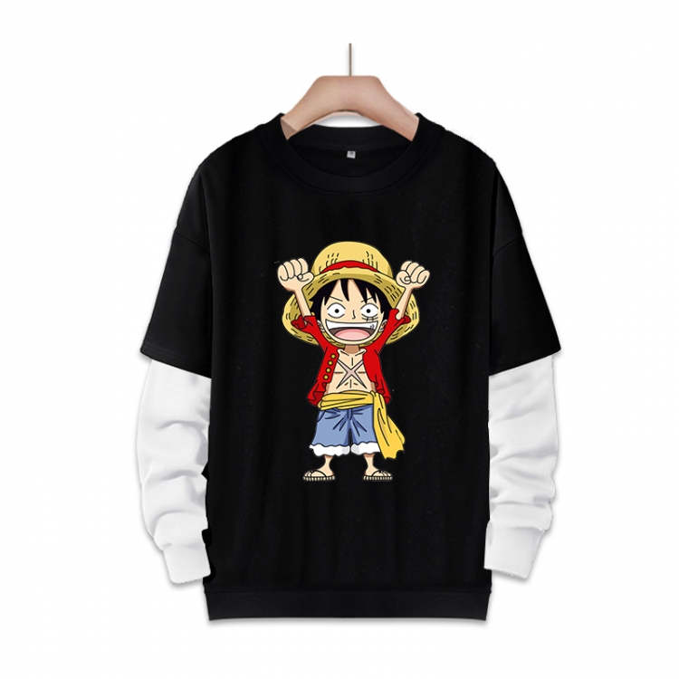 One Piece Anime fake two-piece thick round neck sweater from S to 3XL
