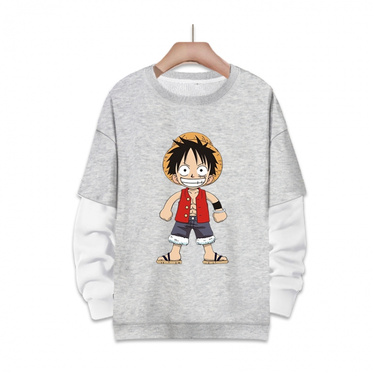 One Piece Anime fake two-piece thick round neck sweater from S to 3XL