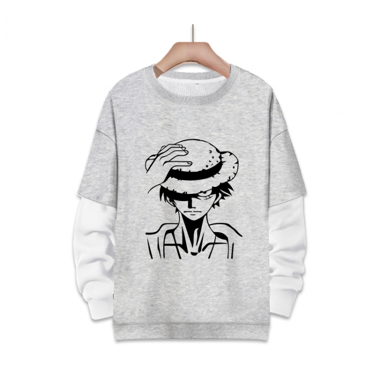 One Piece Anime fake two-piece thick round neck sweater from S to 3XL