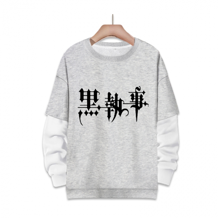 Kuroshitsuji Anime fake two-piece thick hooded sweater from S to 3XL