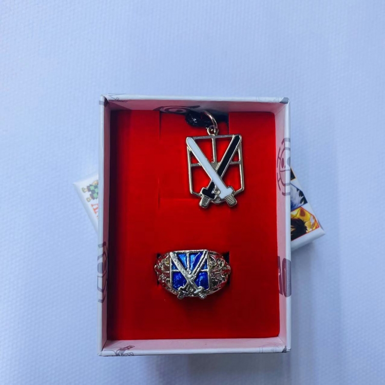 Shingeki no Kyojin Anime Peripheral Stainless Steel Boxed Necklace Pendant Ring  style A