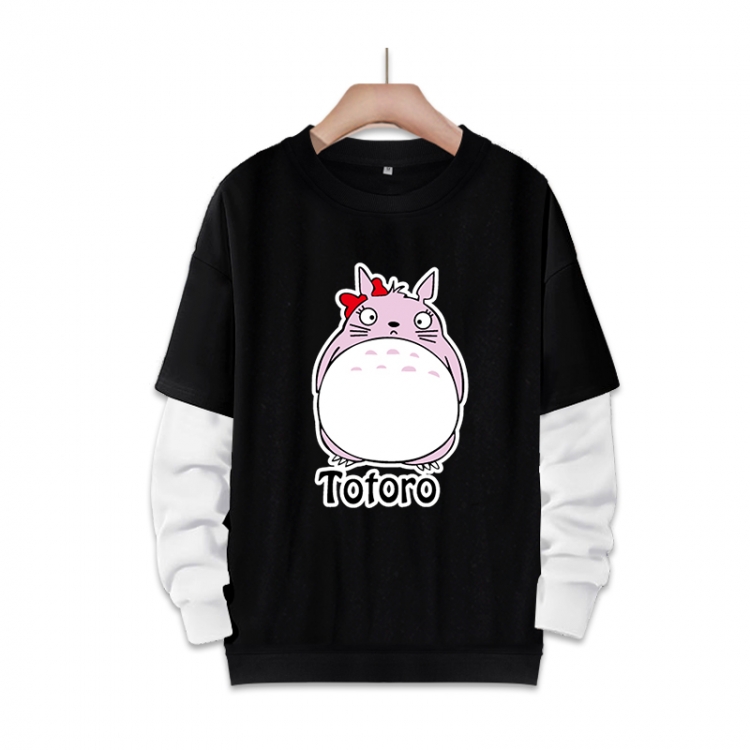 TOTORO Anime fake two-piece thick round neck sweater from S to 3XL