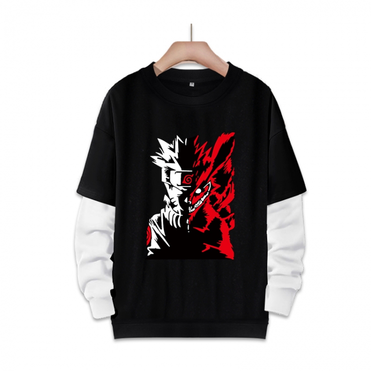 Naruto Anime fake two-piece thick round neck sweater from S to 3XL