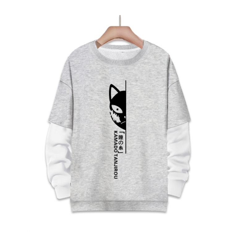 Demon Slayer Kimets Anime fake two-piece thick round neck sweater from S to 3XL