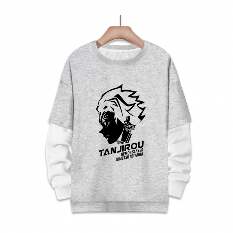 Demon Slayer Kimets Anime fake two-piece thick round neck sweater from S to 3XL
