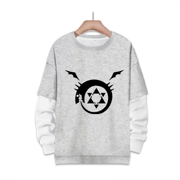  Fullmetal Alchemist Anime fake two-piece thick round neck sweater from S to 3XL