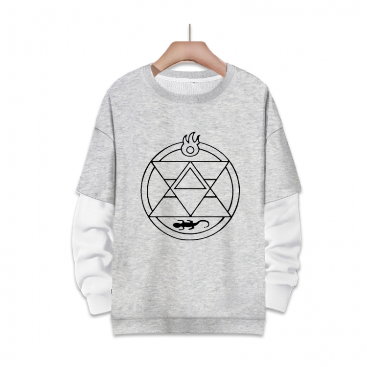  Fullmetal Alchemist Anime fake two-piece thick round neck sweater from S to 3XL