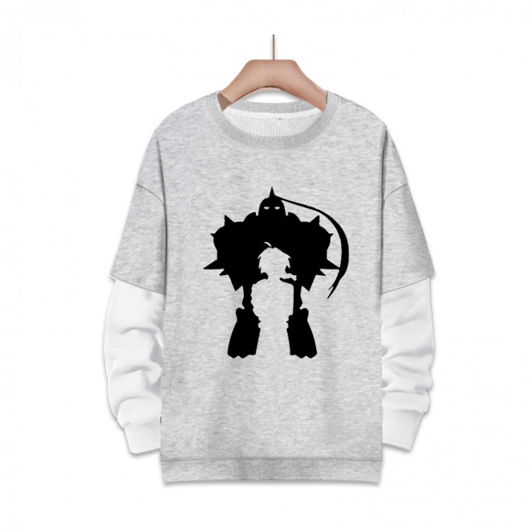  Fullmetal Alchemist Anime fake two-piece thick round neck sweater from S to 3XL