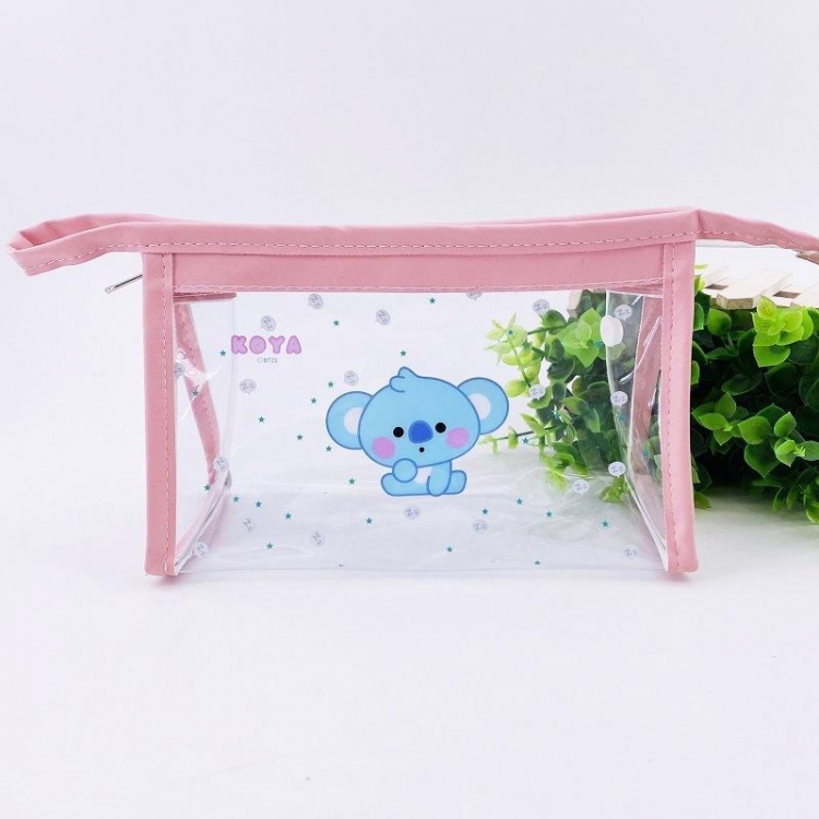 BTS Cartoon transparent cosmetic bag pencil case handbag price for 2 pcs