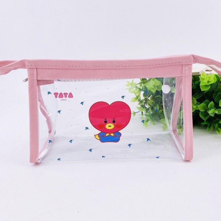BTS Cartoon transparent cosmetic bag pencil case handbag price for 2 pcs