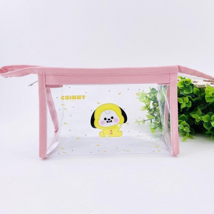 BTS Cartoon transparent cosmetic bag pencil case handbag price for 2 pcs