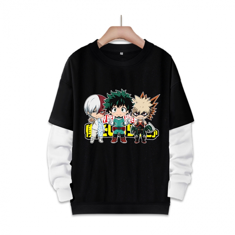My Hero Academia Anime fake two-piece thick round neck sweater from S to 3XL