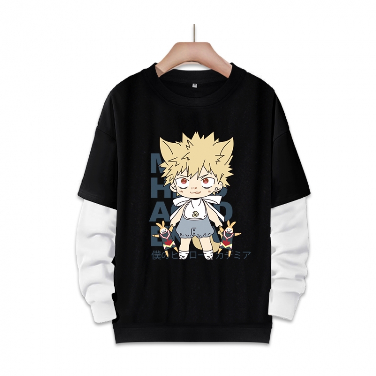 My Hero Academia Anime fake two-piece thick round neck sweater from S to 3XL
