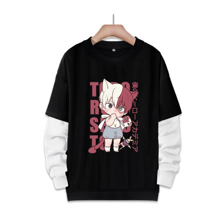My Hero Academia Anime fake two-piece thick round neck sweater from S to 3XL