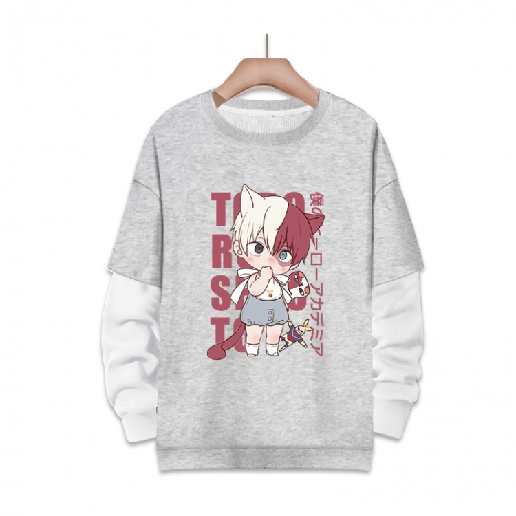 My Hero Academia Anime fake two-piece thick round neck sweater from S to 3XL