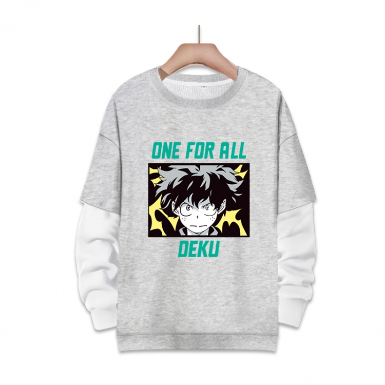 My Hero Academia Anime fake two-piece thick round neck sweater from S to 3XL