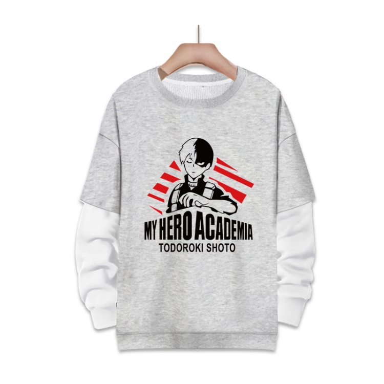 My Hero Academia Anime fake two-piece thick round neck sweater from S to 3XL