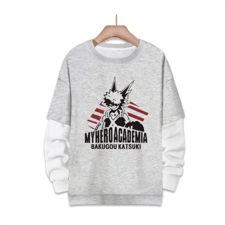 My Hero Academia Anime fake two-piece thick round neck sweater from S to 3XL