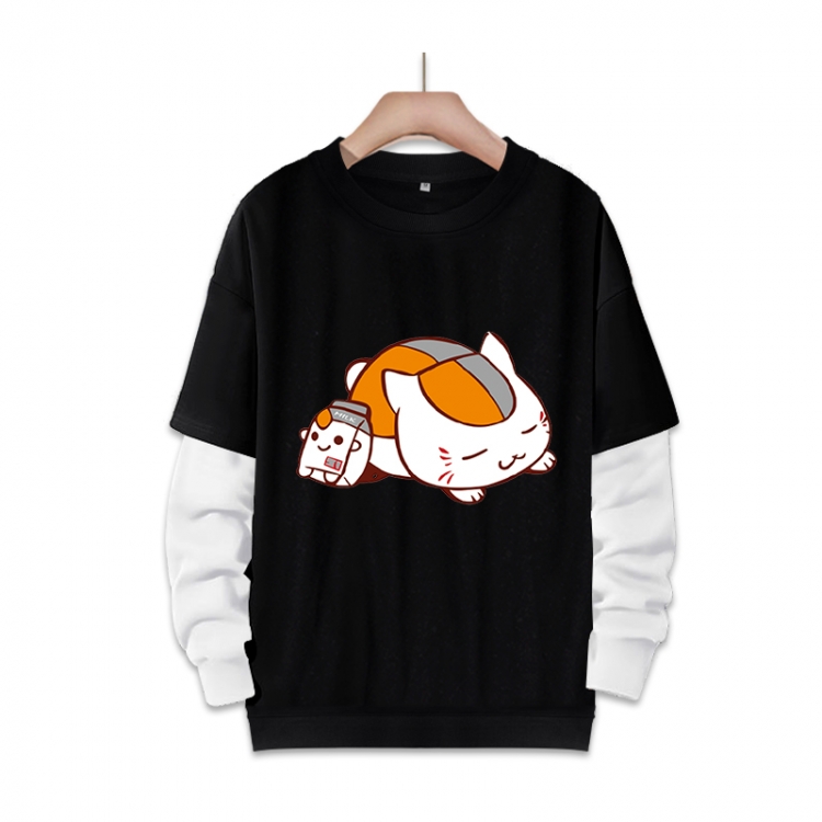 Natsume_Yuujintyou Anime fake two-piece thick round neck sweater from S to 3XL