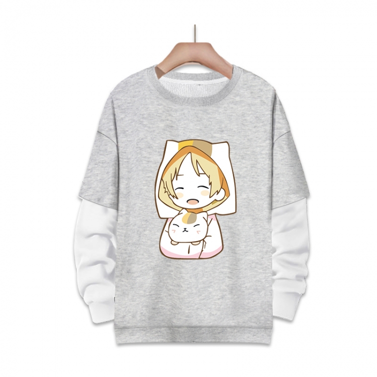 Natsume_Yuujintyou Anime fake two-piece thick round neck sweater from S to 3XL