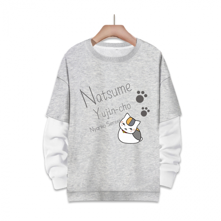 Natsume_Yuujintyou Anime fake two-piece thick round neck sweater from S to 3XL