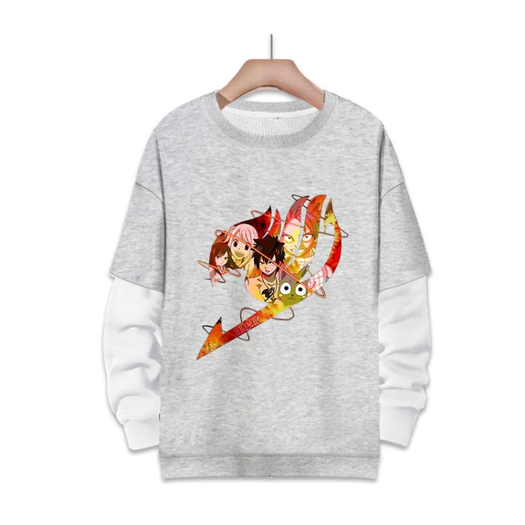 Fairy tail Anime fake two-piece thick round neck sweater from S to 3XL