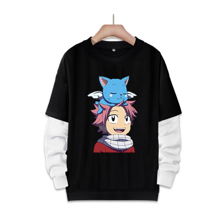 Fairy tail Anime fake two-piece thick round neck sweater from S to 3XL