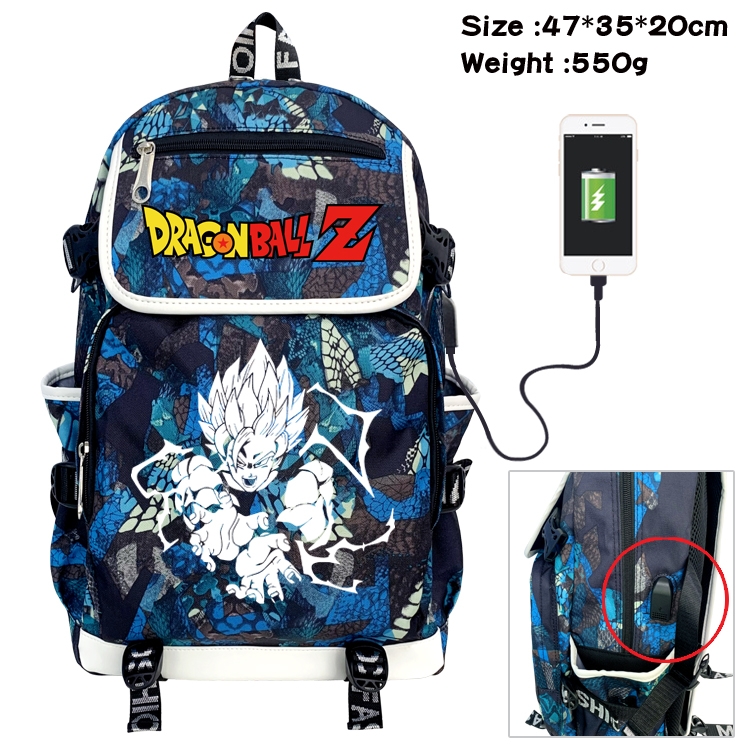 DRAGON BALL Camouflage Waterproof Canvas Flip Backpack Student School Bag 47X35X20CM