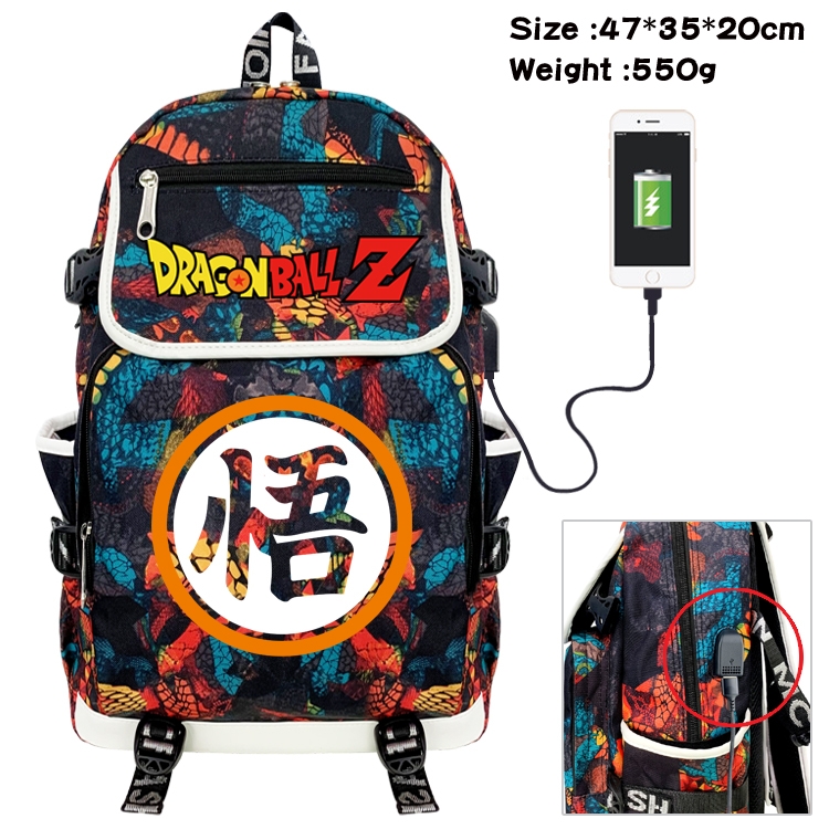 DRAGON BALL Camouflage Waterproof Canvas Flip Backpack Student School Bag 47X35X20CM