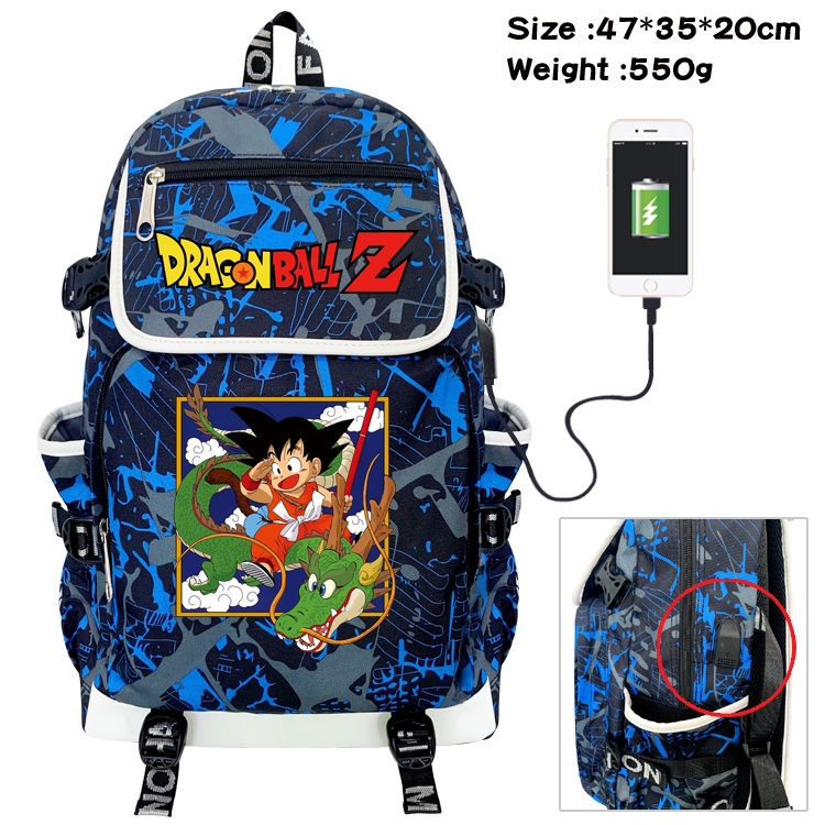 DRAGON BALL Camouflage Waterproof Canvas Flip Backpack Student School Bag 47X35X20CM