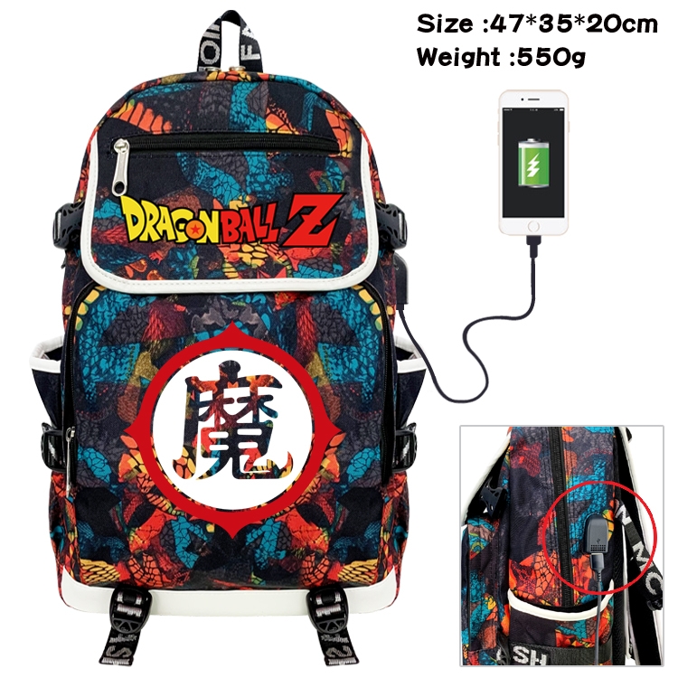 DRAGON BALL Camouflage Waterproof Canvas Flip Backpack Student School Bag 47X35X20CM