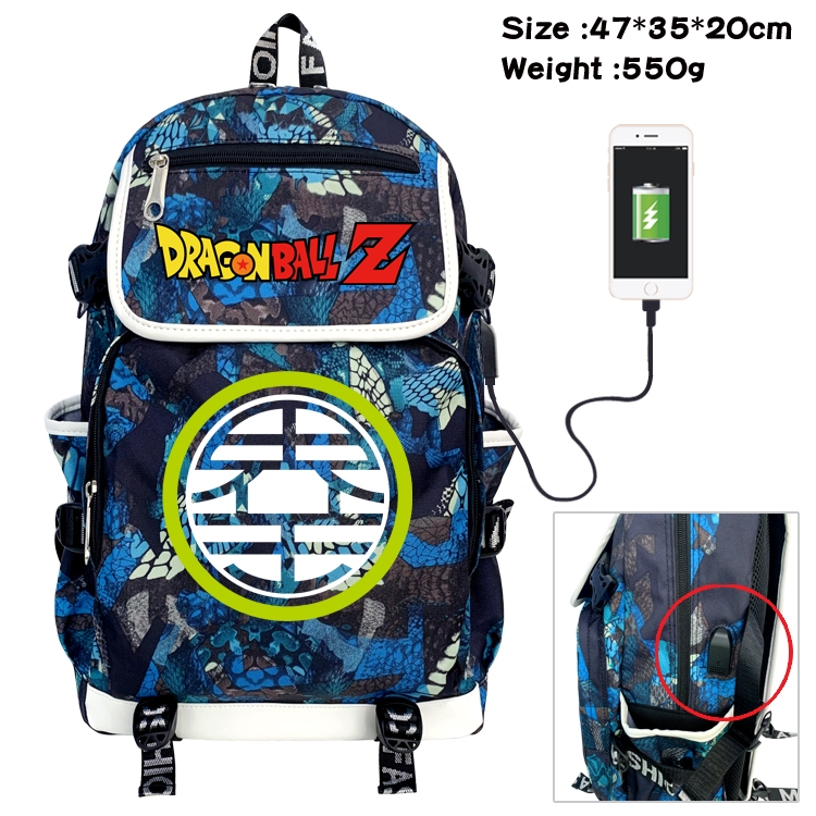 DRAGON BALL Camouflage Waterproof Canvas Flip Backpack Student School Bag 47X35X20CM