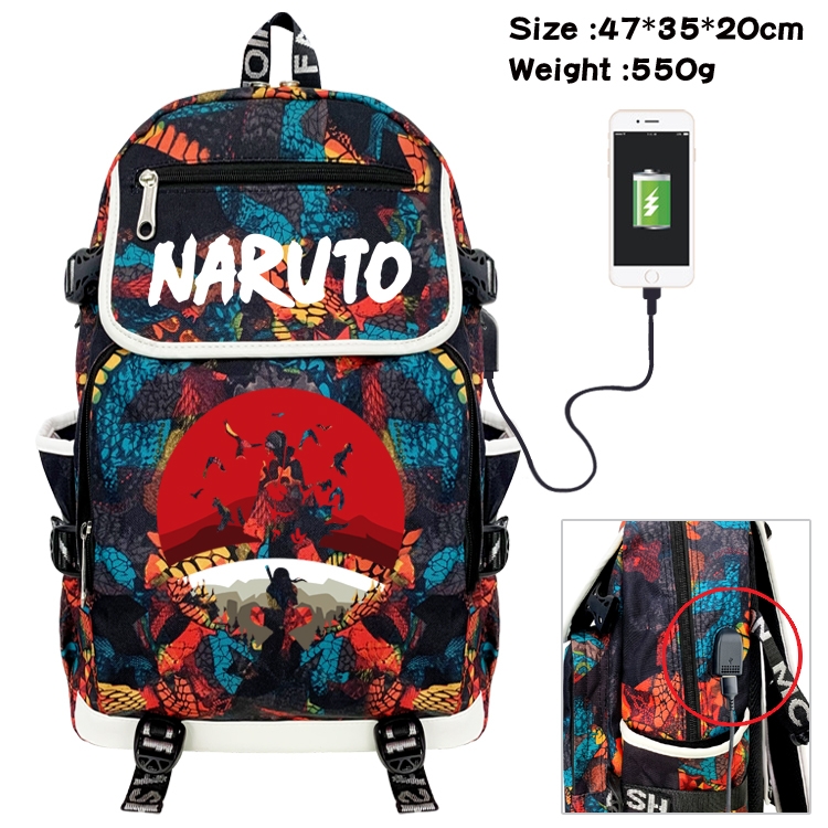 Naruto Camouflage Waterproof Canvas Flip Backpack Student School Bag 47X35X20CM