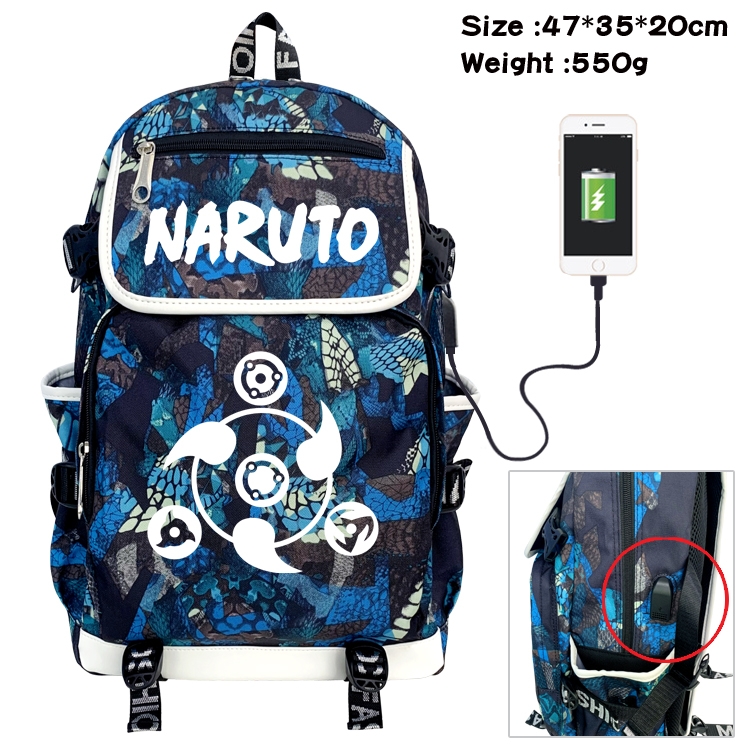 Naruto Camouflage Waterproof Canvas Flip Backpack Student School Bag 47X35X20CM