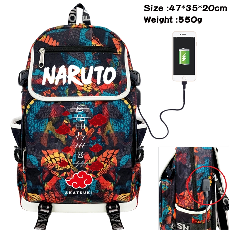 Naruto Camouflage Waterproof Canvas Flip Backpack Student School Bag 47X35X20CM