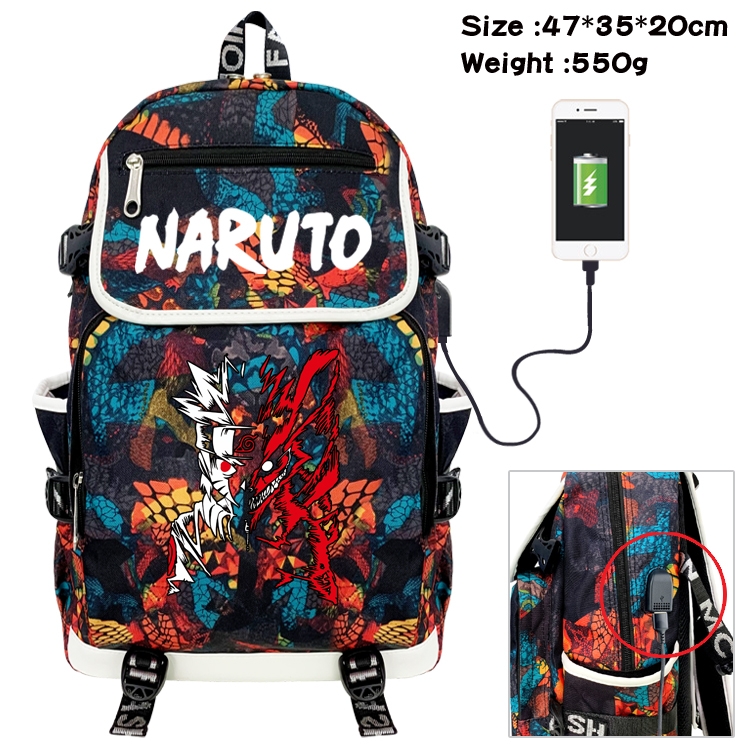 Naruto Camouflage Waterproof Canvas Flip Backpack Student School Bag 47X35X20CM
