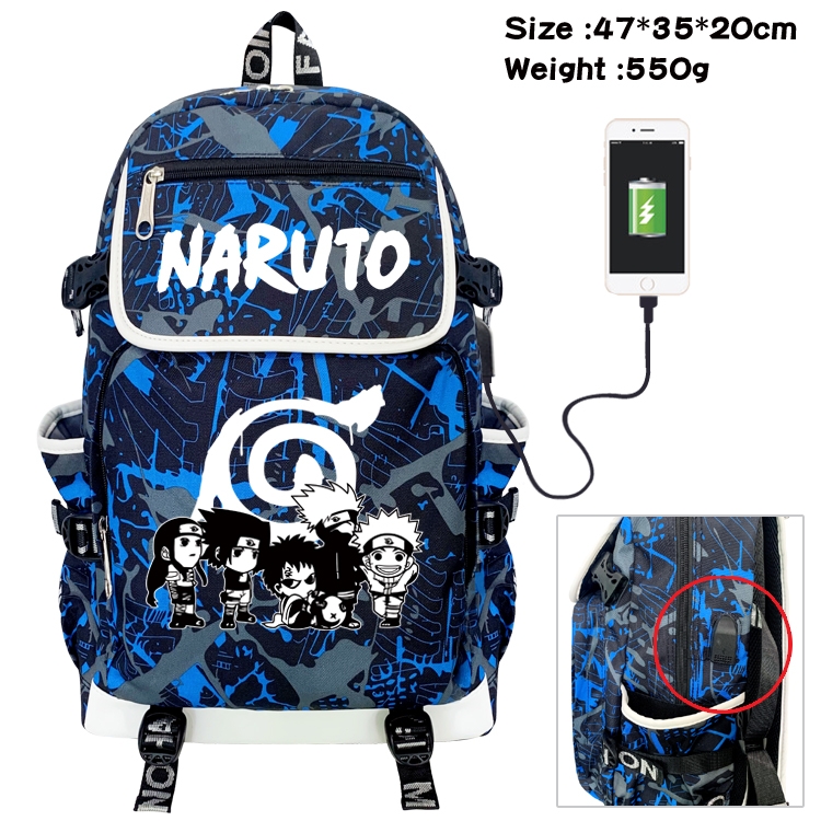 Naruto Camouflage Waterproof Canvas Flip Backpack Student School Bag 47X35X20CM