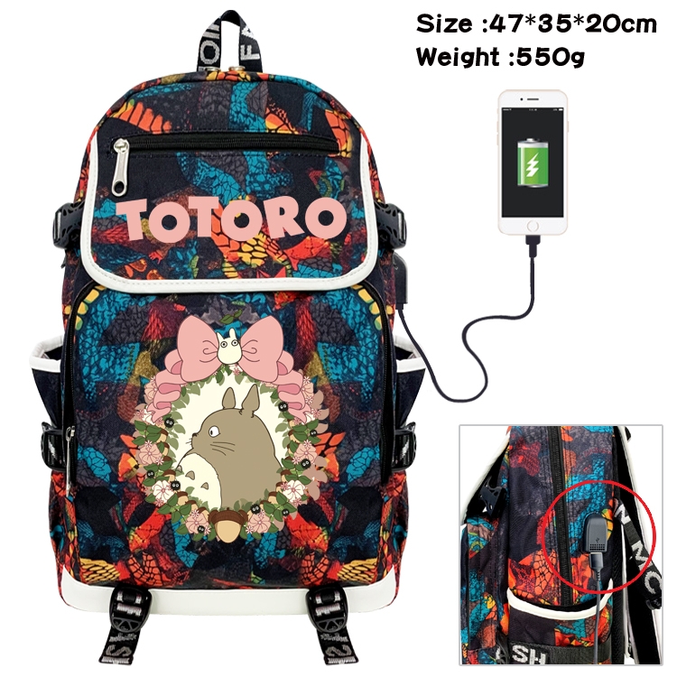TOTORO Camouflage Waterproof Canvas Flip Backpack Student School Bag 47X35X20CM