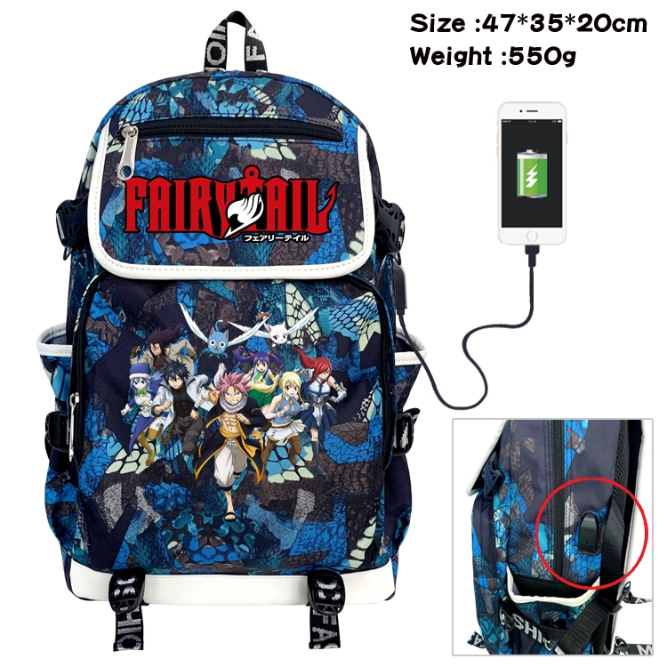 Fairy tail Camouflage Waterproof Canvas Flip Backpack Student School Bag 47X35X20CM