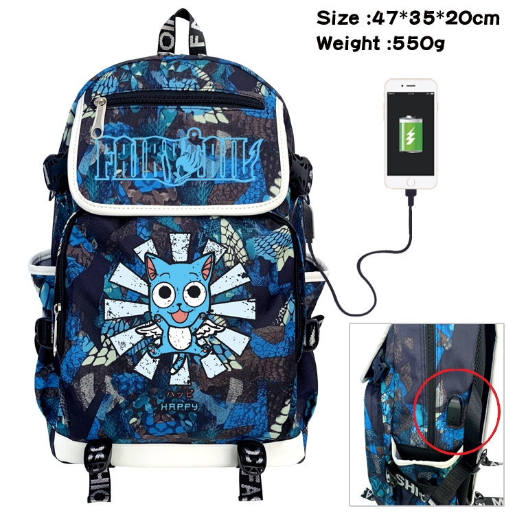 Fairy tail Camouflage Waterproof Canvas Flip Backpack Student School Bag 47X35X20CM