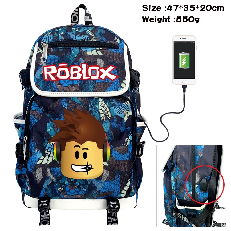 Roblox Camouflage Waterproof Canvas Flip Backpack Student School Bag 47X35X20CM
