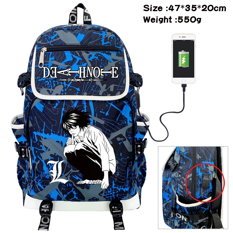 Death note Camouflage Waterproof Canvas Flip Backpack Student School Bag 47X35X20CM
