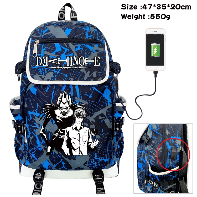 Death note Camouflage Waterproof Canvas Flip Backpack Student School Bag 47X35X20CM