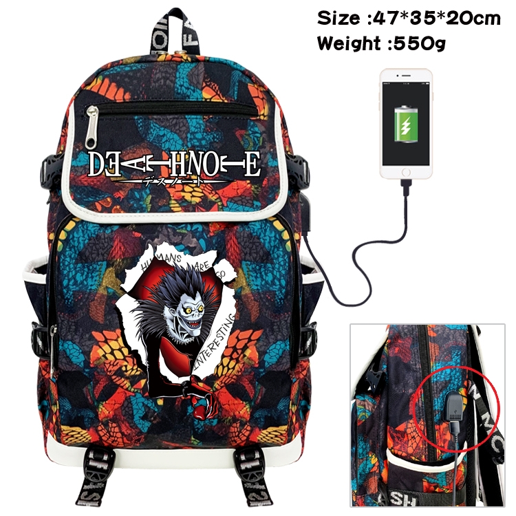 Death note Camouflage Waterproof Canvas Flip Backpack Student School Bag 47X35X20CM