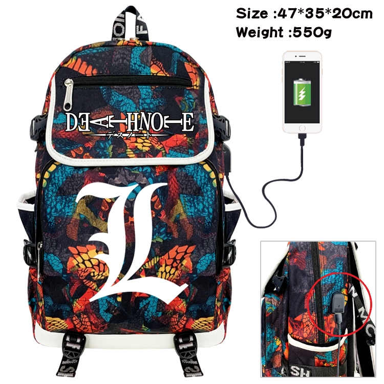 Death note Camouflage Waterproof Canvas Flip Backpack Student School Bag 47X35X20CM