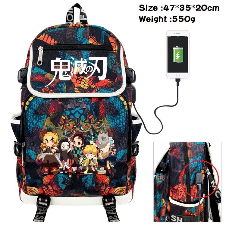 Demon Slayer Kimets Camouflage Waterproof Canvas Flip Backpack Student School Bag 47X35X20CM