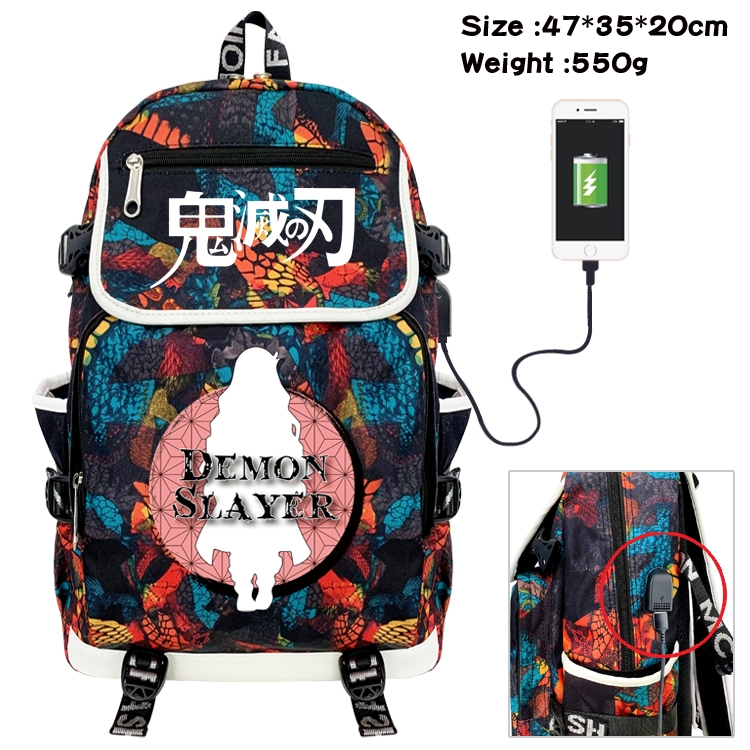 Demon Slayer Kimets Camouflage Waterproof Canvas Flip Backpack Student School Bag 47X35X20CM