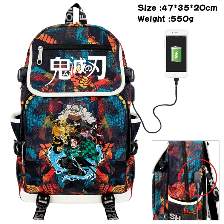 Demon Slayer Kimets Camouflage Waterproof Canvas Flip Backpack Student School Bag 47X35X20CM