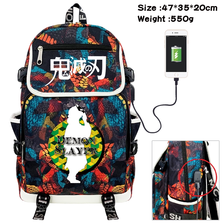Demon Slayer Kimets Camouflage Waterproof Canvas Flip Backpack Student School Bag 47X35X20CM
