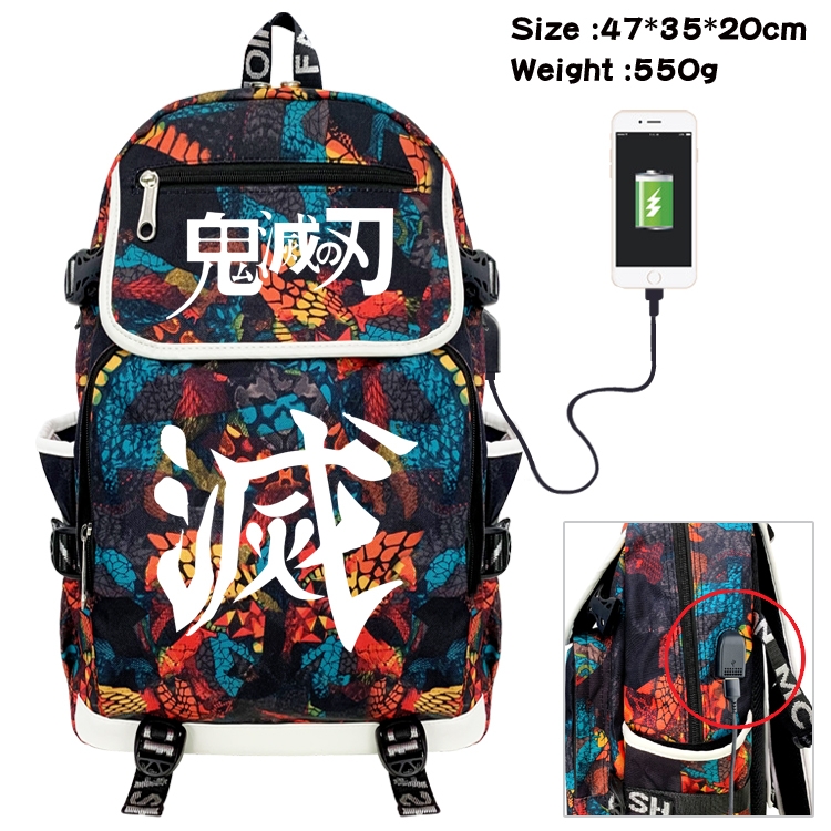 Demon Slayer Kimets Camouflage Waterproof Canvas Flip Backpack Student School Bag 47X35X20CM